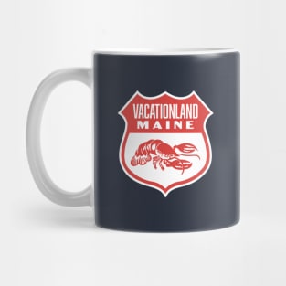 Vacationland Maine Retro Lobster Shield (Red) Mug